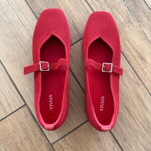 Vivaia Lightweight Square-Toe Mary-Jane (Margot Walker) Red Ballet Size 40